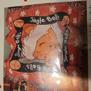 NEW Vintage Christmas Pooh Jacquard Baby Blanket